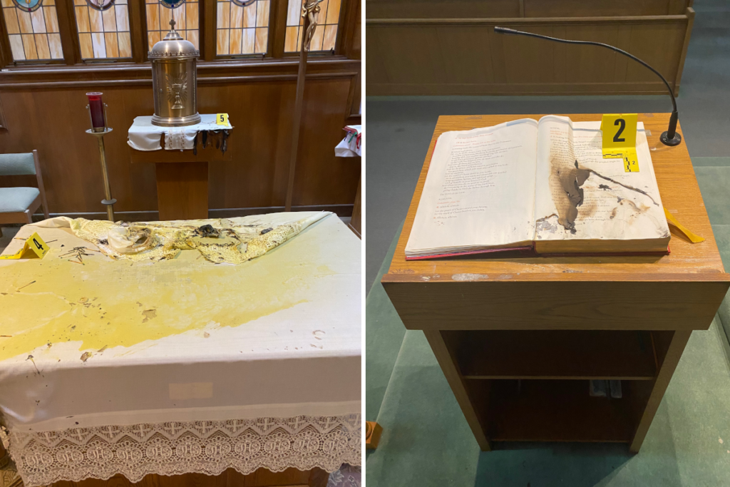 Vandalism, fire damage at East Bridgewater church